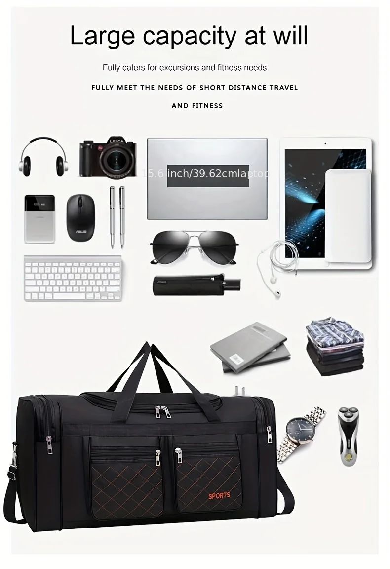 Men Nylon Travel Duffel Bag Large Capacity Handbag Portable Outdoor Carry Luggage Convenient Practical Male's Weekend Gym Bag