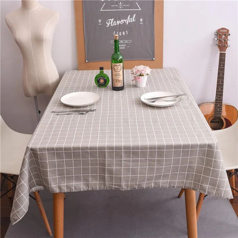 Table Cloth for Home Linen Cotton Plaid Stripe Dining Tablecloth Kitchen Decorative Rectangular Coffee Cuisine Party Table Cover