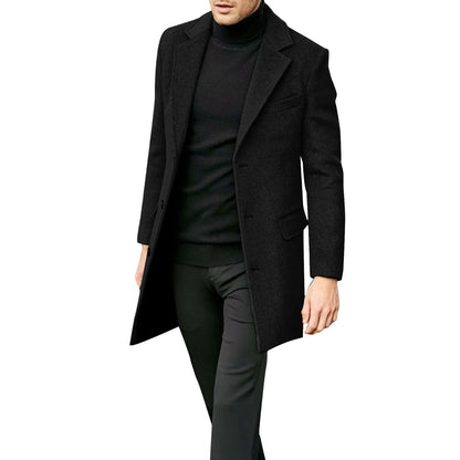 2024 Autumn and Winter Casual Men Clothing British Woolen Overcoat New Style Solid Color Long Sleeve Woolen Material Trendy Suit