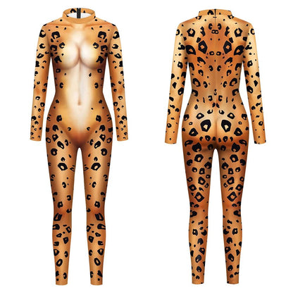Halloween Animal Jumpsuit Snake Cosplay Costume Tiger Bodysuit Spandex Jumpsuit Party Carnival Stage Performance Dress Up