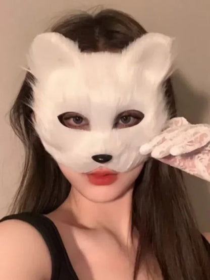 Costume Set Fox Tail Ears Gloves Artificial Fur Boot Covers Cosplay Halloween Prop Adult Women Men Unisex