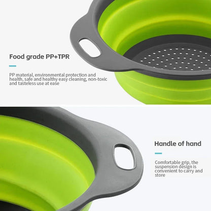 Cesto de Drenagem Dobrável de Silicone Cesto de Lavar Frutas e Vegetais Coador Dobrável Escorredor Dobrável Ferramenta de Armazenamento de Cozinha