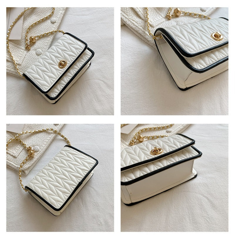 New Fashion Women's Shoulder Bag Simple Chain Texture Small Square Bag Light Luxury Party Crossbody Bag Purses and Handbags