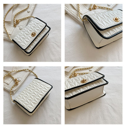 New Fashion Women's Shoulder Bag Simple Chain Texture Small Square Bag Light Luxury Party Crossbody Bag Purses and Handbags