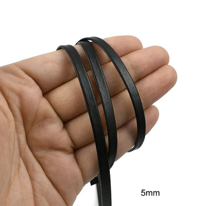 5Meters 3-50mm Black PU Leather Cords Soft Ribbon Band Bag Strap Webbing Necklace Jewelry Decor Tape DIY Sewing Accessories
