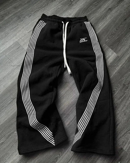 Calça de Moletom Y2K Masculina Feminina Gótica Hip Hop Americana com Patch de Letras Y2K Dupla Camada Larga Elástica na Cintura Calça Jogger Casual