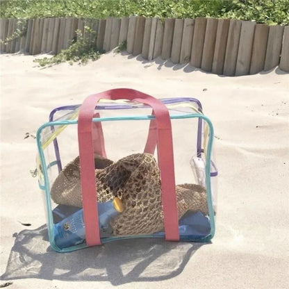 Makeup PVC Jelly Bag Business Trip Transparent Toiletries and Cosmetics Bag Travel Waterproof Swimming Storage Beach Bag