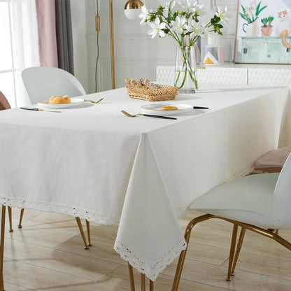 Classic White Lace Tablecloths Rectangle Dust-Proof Table Covers for Living Room Kitchen Dinner Picnic Tabletop Home Decorations