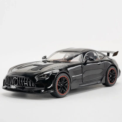 Miniatura de Carro Benz AMG GT-R Escala 1:18, Modelo de Brinquedo em Liga Fundida, Supercarros com Portas que Abrem, Luz e Som, Veículo com Fricção para Meninos, Presentes de Aniversário