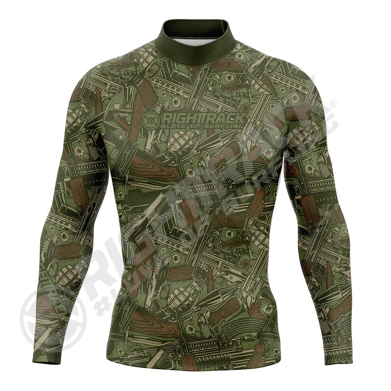 Hot Men's Surfing Shirt Flowers Camo Lycra Rashguard RIGHTTRACK Surf Sportswear Beach UV Swimwear UPF50 Clothes