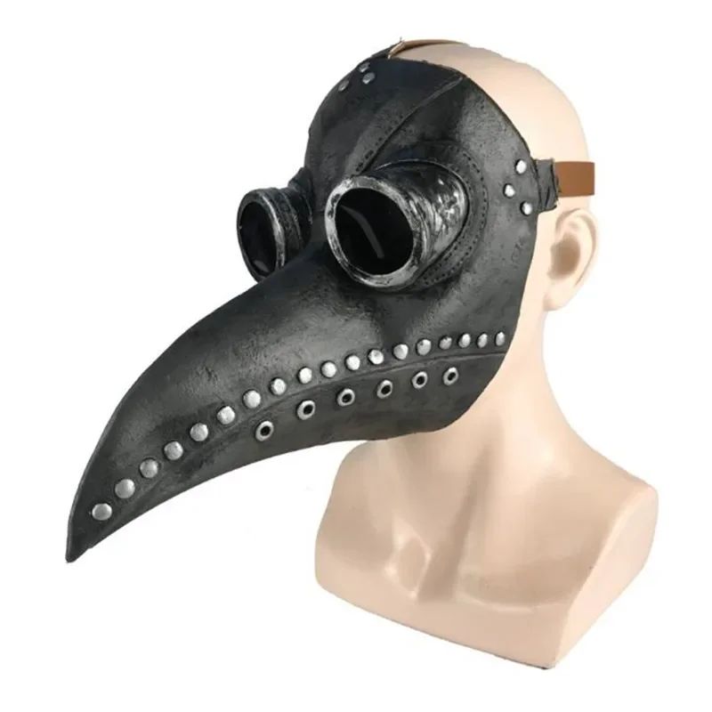 Adults Halloween Leather Plague Doctor Mask Adjustable Strap Gothic Punk Lens Glasses for Steampunk Cosplay Bird Beak Mask