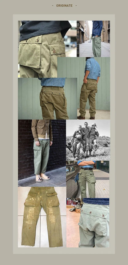 Red Tornado P-44 Monkey Pants Men's Military Style HBT Cargo Trousers Army Green