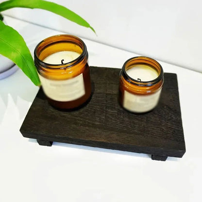 Bandeja de madeira com base para decoração de banheiro, bancada de madeira, porta-sabonete líquido, porta-velas perfumadas, porta-temperos de cozinha