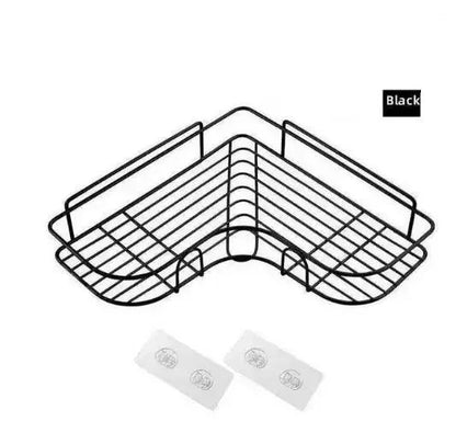 Prateleira de banheiro de ferro forjado estilo japonês, rack de armazenamento de gel de banho montado na parede, suporte de higiene pessoal sem furos para toalete