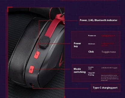VALKYRIE VK S1 Fones de Ouvido Gamer Sem Fio 3 Modos Bluetooth HiFi Driver Dinâmico de 50mm Grande Baixa Latência Chip Esports Fones de Ouvido Personalizados