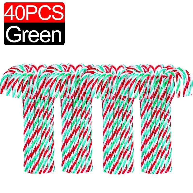 Acrylic Candy Cane Pendant Xmas Tree Twisted Crutch Hanging Ornament Happy New Year Christmas Party Home Decoration Red Green