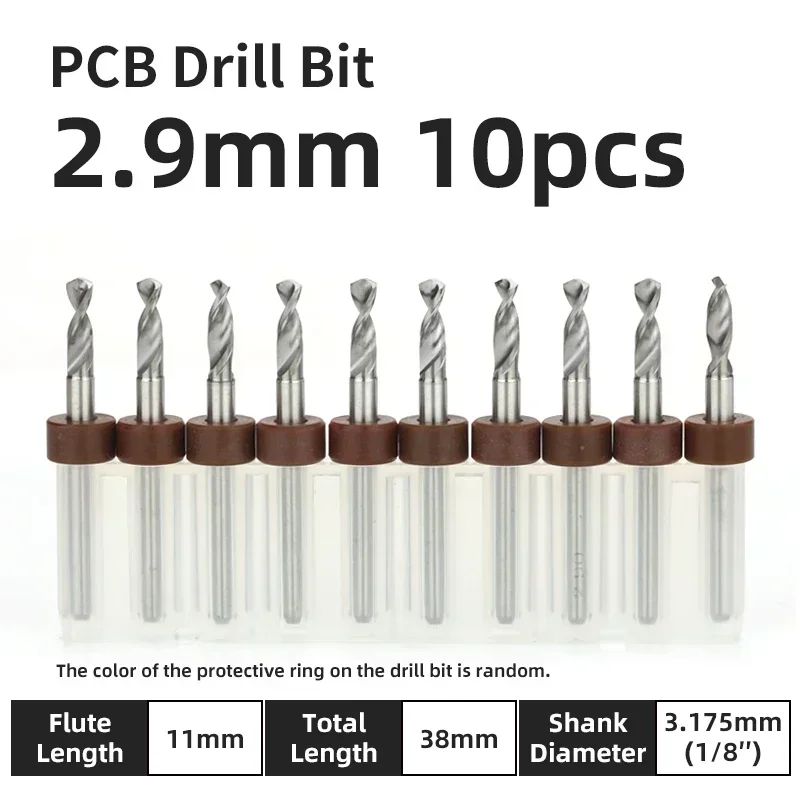 Broca PCB 10pcs Conjunto de Brocas Micro Diâmetro de Aço Tungstênio 1/8" Cabo Fixo Mini Broca CNC 0.1-3.175mm