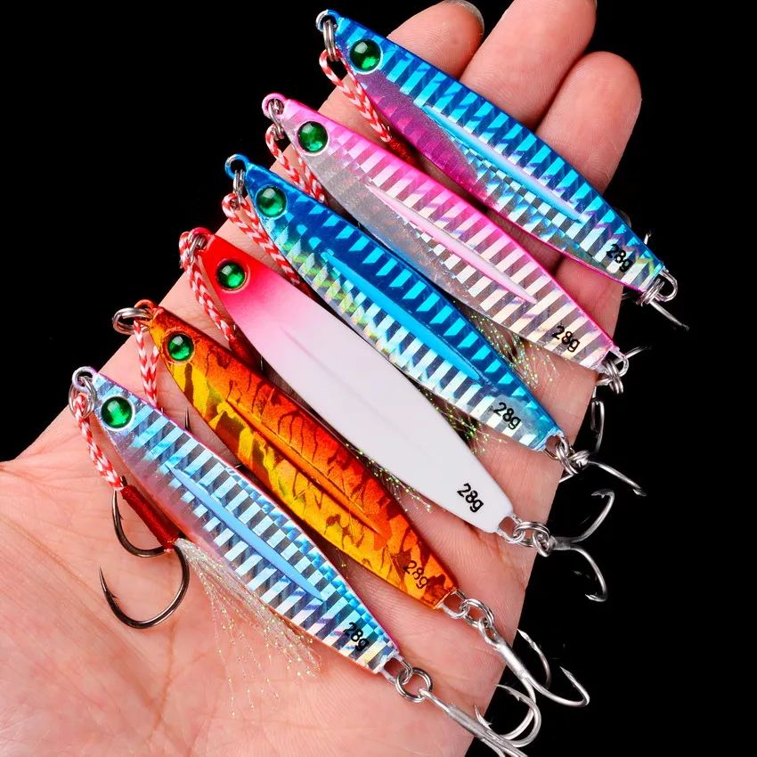 5 unidades de isca artificial de pesca de metal 7g-40g, isca rígida para trolling, isca de pesca para baixo, tralha de pesca de truta, jigs de pesca de truta, iscas de água salgada