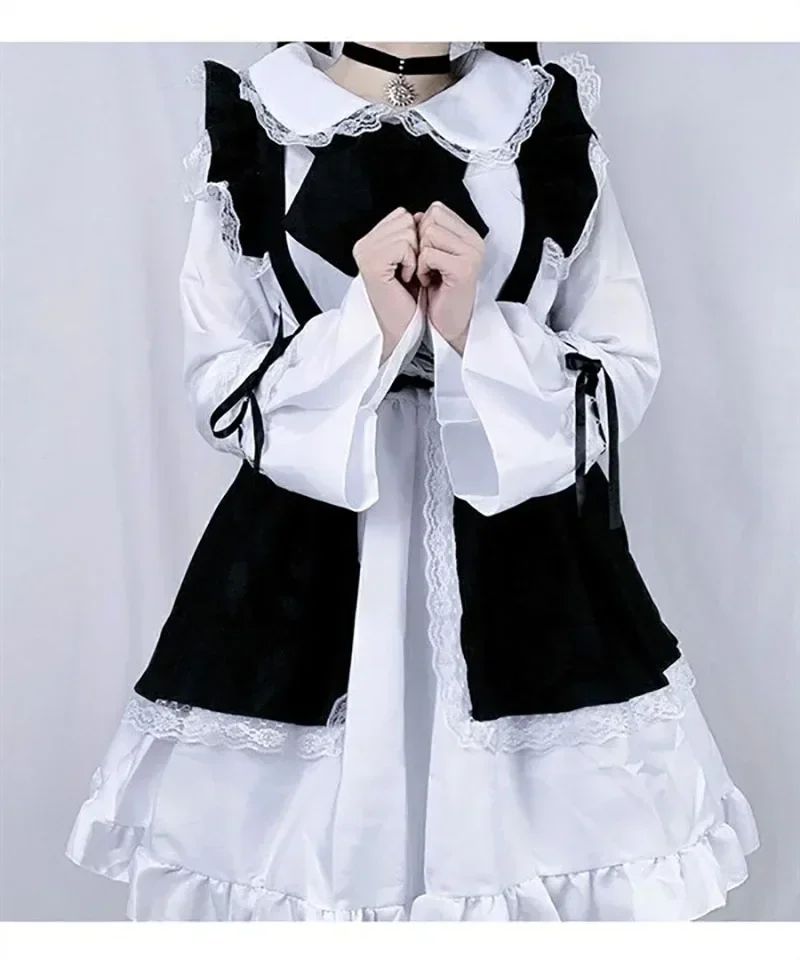 Women Maid Outfit Lolita Cosplay Cute Sexy Erotic Kawaii Cafe Costume Black White Men Uniform Apron Dress Cute Bow Mucama 2026
