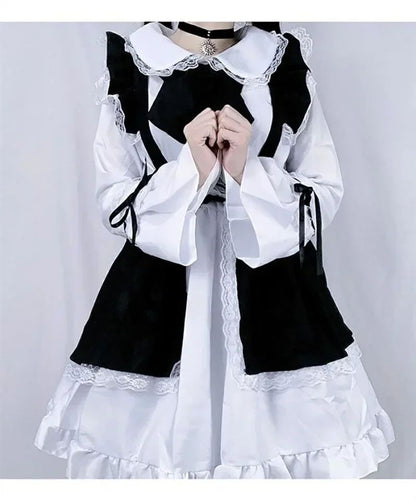 Women Maid Outfit Lolita Cosplay Cute Sexy Erotic Kawaii Cafe Costume Black White Men Uniform Apron Dress Cute Bow Mucama 2026