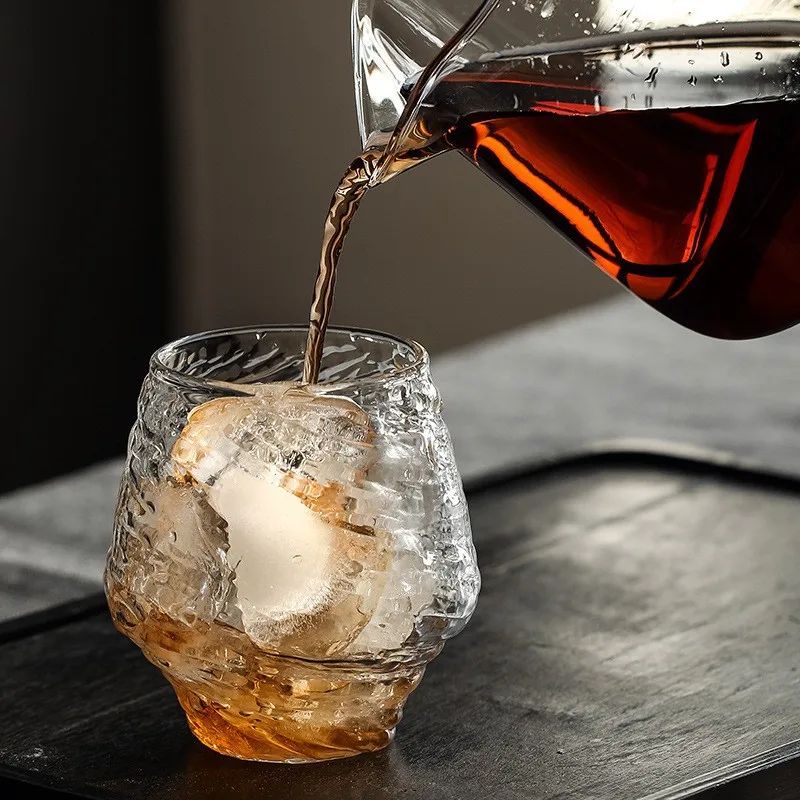 Conjunto de Copos de Uísque de Montanha Glacial 3D Japonesa - Copos Baixos & para Pedras com Caixa de Presente de Madeira para Uísque, Vodka, Vinho