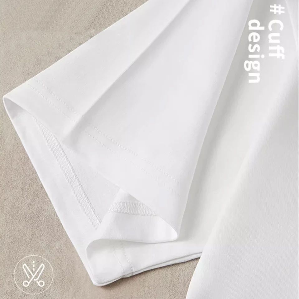 Camiseta masculina de verão 100% algodão puro, marca premium, manga curta, gola redonda, estilo moderno, meio punho, respirável