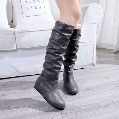 Flat Shoes Spring Autumn Women High Boots Long Western Cowboy Boots Women Footwear Large size 35-43 2024 Mid-Calf Boots Women
