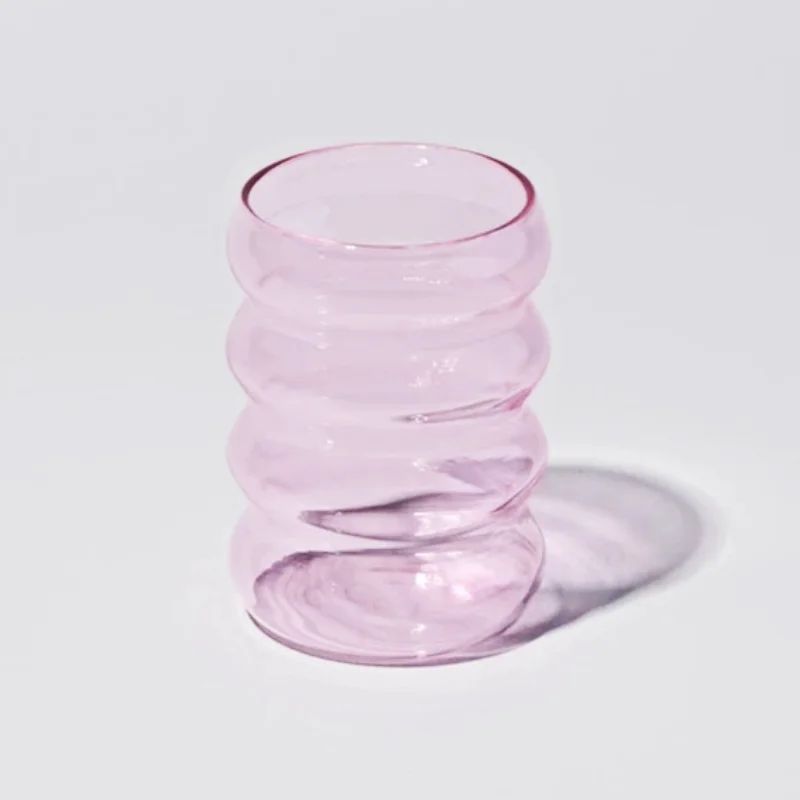 Copo de vidro criativo resistente ao calor, caneca para bebidas, chá, suco, leite, café, copos de água para casa, caneca ondulada 250ml