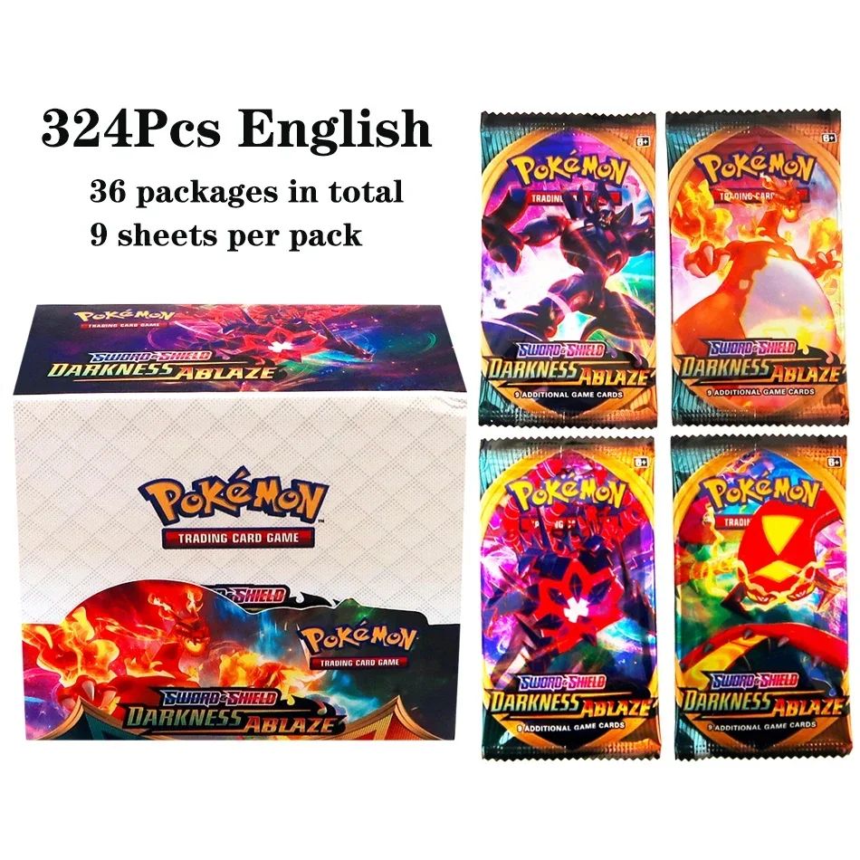 324 pçs/caixa Pokémon TCG: Sol e Lua, Escuridão Incendiada, 36 Pacotes, Caixa de Booster, Jogo de Cartas Pokémon, Brinquedos Colecionáveis, Jogo de Tabuleiro Prismático