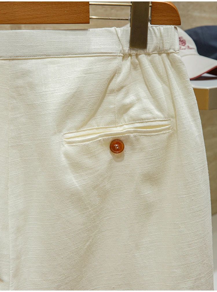 Ramie cotton blend comfortable and breathable summer drawstring casual linen shorts