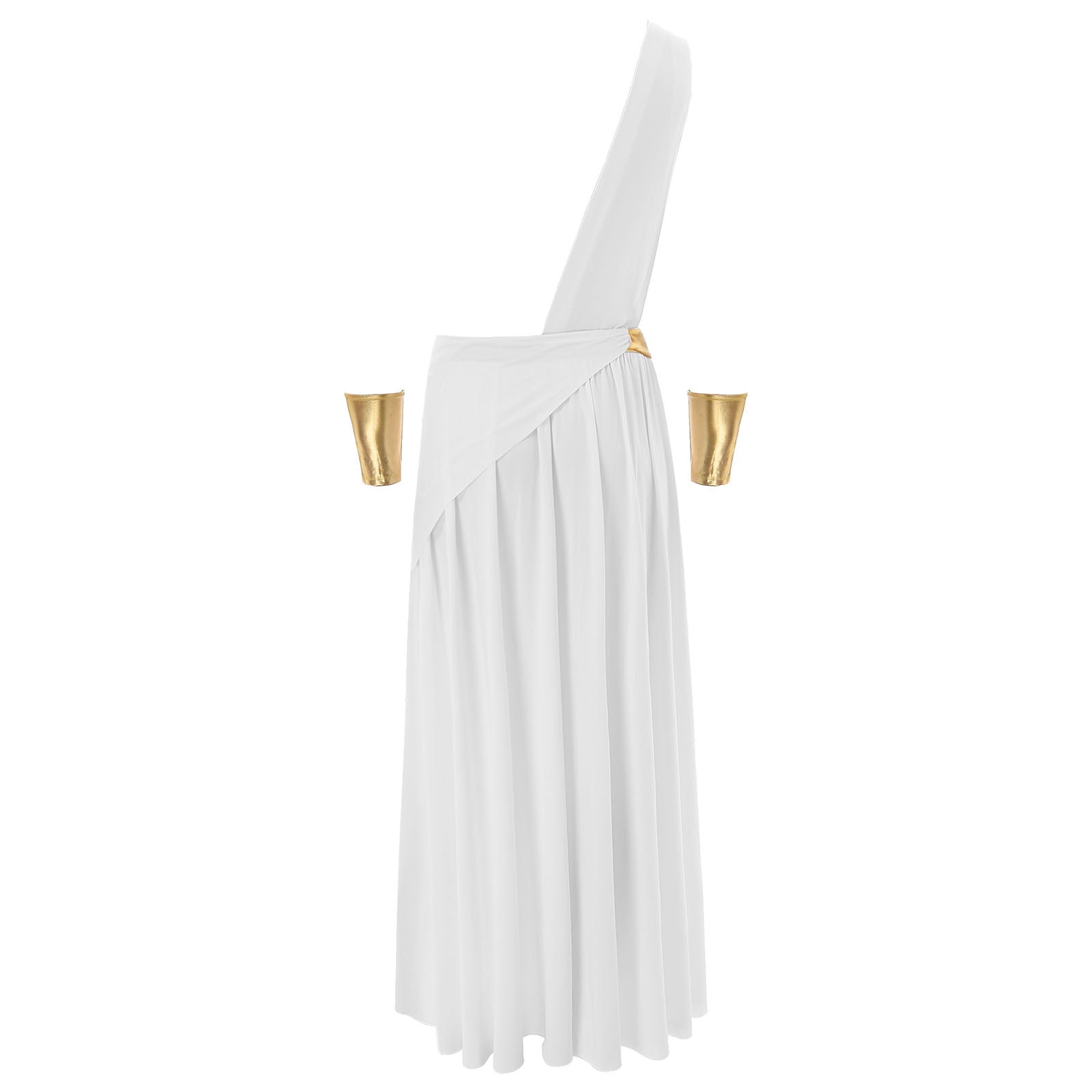 Mens Ancient Greek God Toga Gladiator Costume Roman Emperor One Shoulder Sleeveless Robe Halloween Medieval Warrior Dress Up