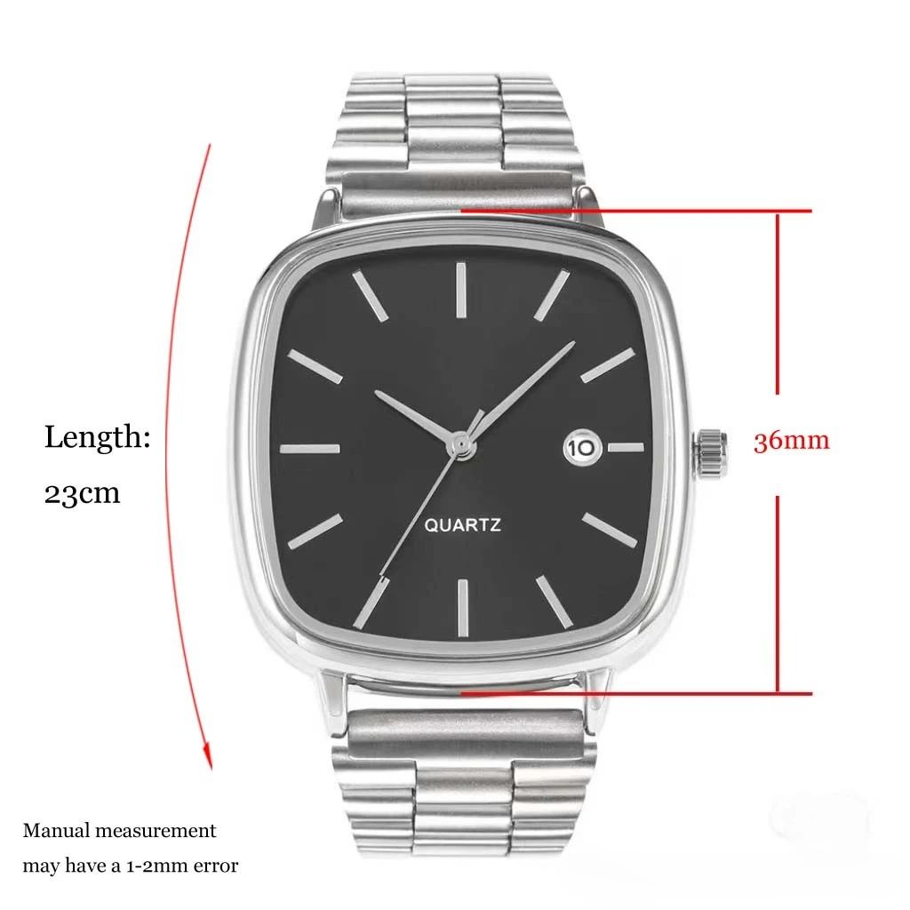 Luxury Square Quartz Watch for Men Casual Student Fashion Simple Design Versatile Stylish Calendar Watches Male Female