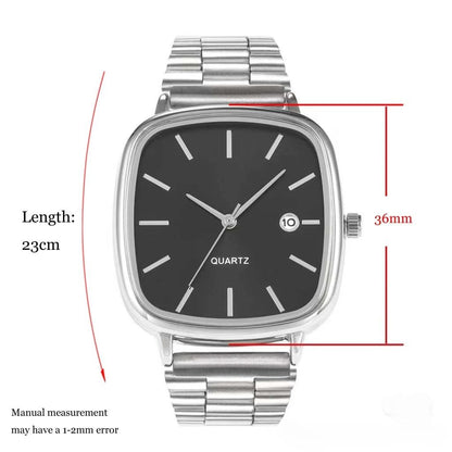 Luxury Square Quartz Watch for Men Casual Student Fashion Simple Design Versatile Stylish Calendar Watches Male Female