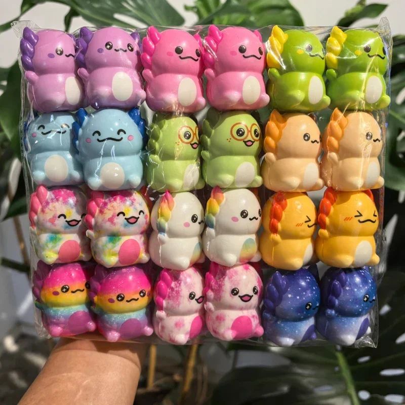 && 12/24PCS Kids Adult Mini Kawaii Newt Cute Squishy Stress Relief Squeeze Toy Slow Rising Toy Carnival Goodie Party Send Gift