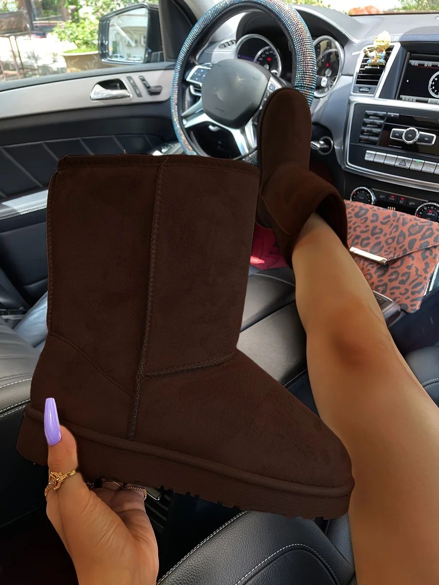 Comfortable Solid Color Medium Top Snow Boots Versatile Non-slip Winter Warm Outdoor Boots