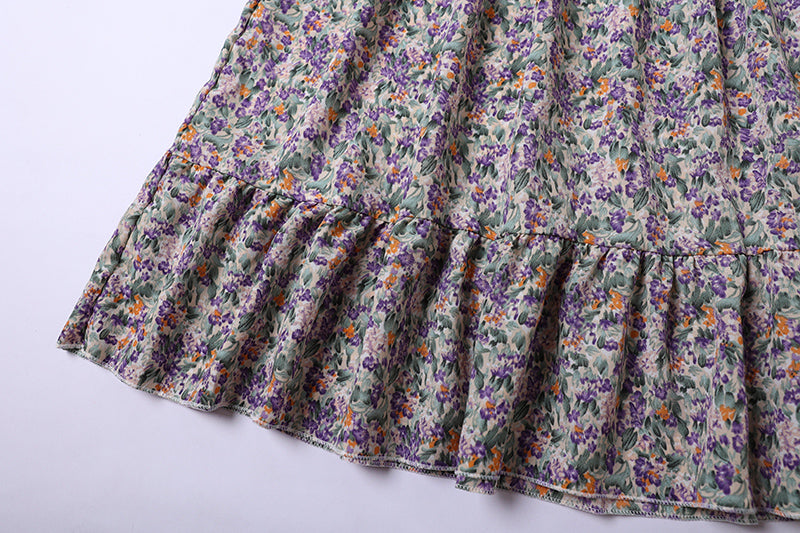 Summer Pleated Women Chiffon Dresses Casual Beach Holiday Short Sleeve Square Co