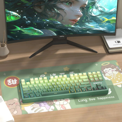 Novas Teclas 133 Gradiente Verde Shine Through Keycaps Impressão Lateral PBT Keycap Perfil Cherry Double Shot para Teclados Mecânicos