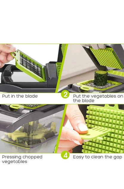 Vegetable Cutter Multifunctional Kitchen Tool, 5-in-1 Food Chopper for Tomato Carrot Cheese Onion, Handheld Slicer Dicer Grater