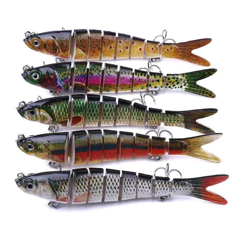 Isca de Pesca Articulada Slow Sinking Biônica Segmentada 10cm/12.4g Wobble Tackle para Pesca de Água Doce Salgada 5/3/1Pcs