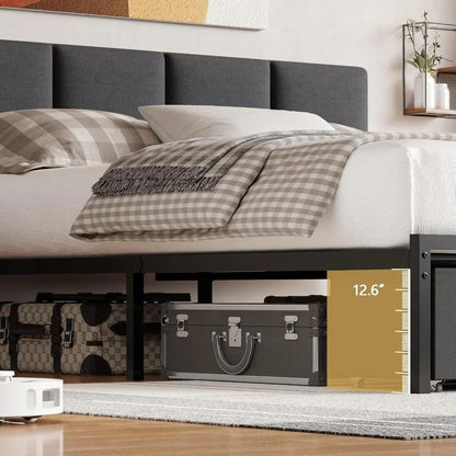 Queen Bed Frame with Headboard And Storage Drawer Upholstered Platform Bed Frame Queen Size with Charging Feature