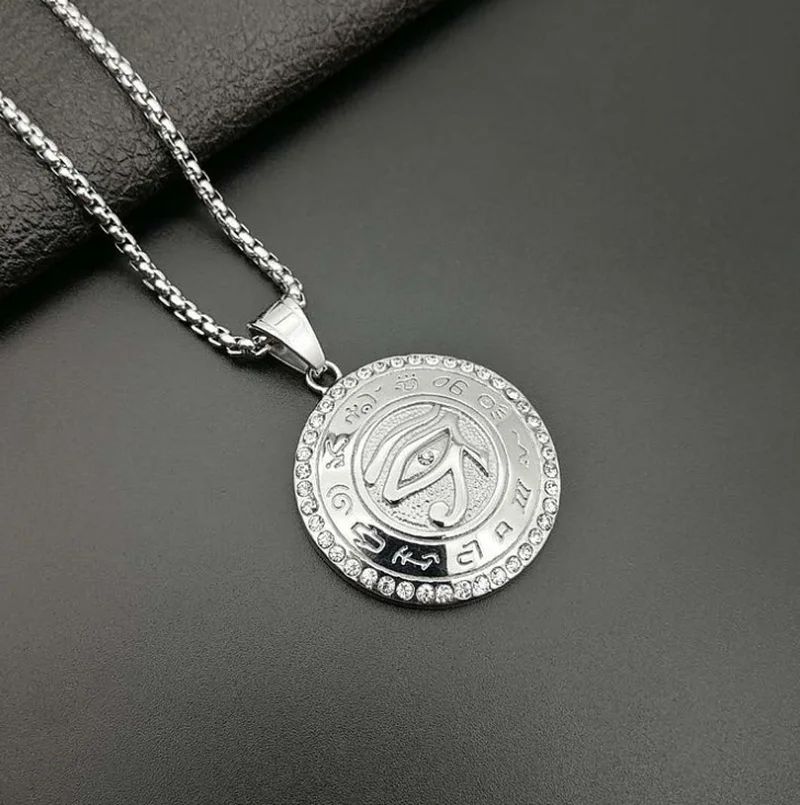 Eye of Horus, Eye of God Necklace, Rotatable Evil Eye Pendant, Men's Trendy Retro Weird Egyptian Amulet Jewelry