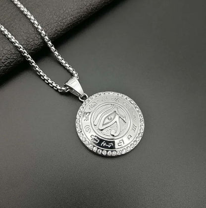 Eye of Horus, Eye of God Necklace, Rotatable Evil Eye Pendant, Men's Trendy Retro Weird Egyptian Amulet Jewelry