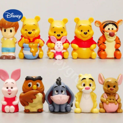 Conjunto de 10 Peças Disney Ursinho Pooh Leitão Tigrão Bisonho Coelho Coruja Anime Bonecos de Ação Coleção de Desenhos Animados Modelo de Boneca Para Crianças