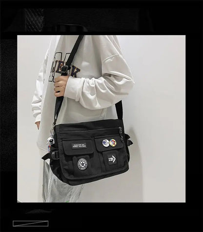 Harajuku Men Nylon Crossbody Bags for Women Messenger Bag Girls School Book Bags Youth Canvas Handbags Shoulder Bag Sac Bolsas