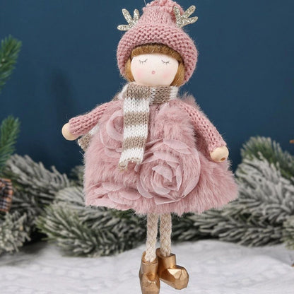 Christmas plush antlers angel girl pendant Christmas tree pendant creative doll pendant gift