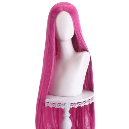 Peruca Cosplay Longa Lisa 100cm Partida ao Centro Divisão Central Loiro Rosa Vermelho Roxo Resistente ao Calor Perucas de Cabelo Sintético