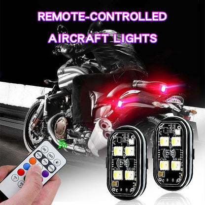 2/4/6pcs Wireless Remote Control LED Strobe Light for Car Auto Motorcycle Bike Drone Scooter Anti-collision Warning Lamp Flash