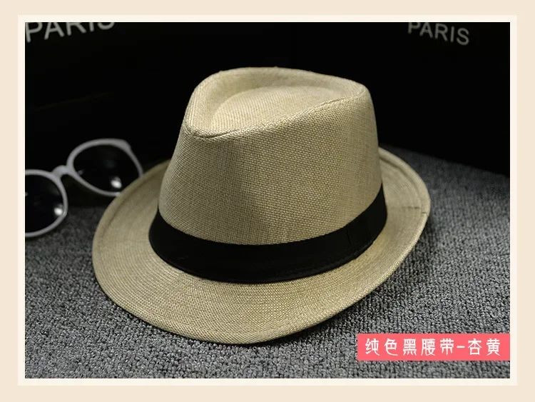 Fashionable Elegant Vintage Unisex Classic Summer Hat with Brim for Men and Women in Black, White, Red, Panama Top Jazz Beach Fe