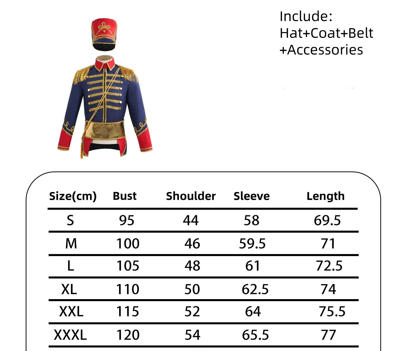 Medieval Royal Military Cosplay Uniform Coat Colonial Tuxedo Halloween Masquerade Court Jacket Adult Men Nutcracker Costumes