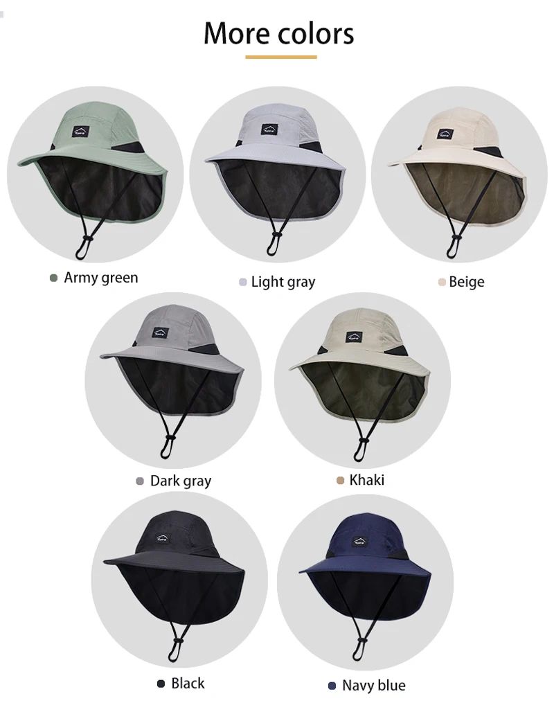 Summer MEN Shawl Fisherman Hat Quick Drying Breathable Sunshade Hat Outdoor Sun Protection Fishing Hat